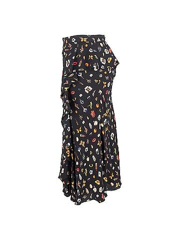 Alexander McQueen  Alexander Mcqueen Printed Ruffle Midi Skirt in Multicolor Viscose (view 2)