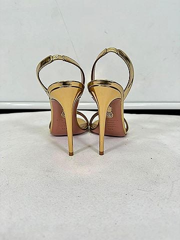 Aquazzura Aquazzura So Nude Sandal 105 in Gold Patent Leather (view 2)