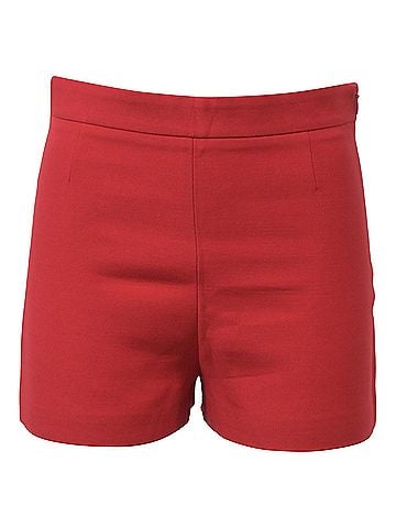 Mario Valentino  Valentino Garavani High-Waisted Mini Shorts in Red Wool (view 1)