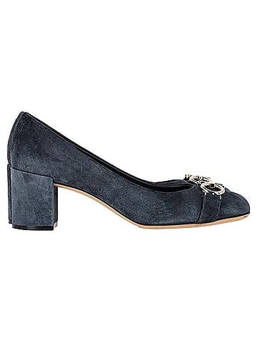 Salvatore Ferragamo Ferragamo Garda Pumps in Blue Suede (view 1)