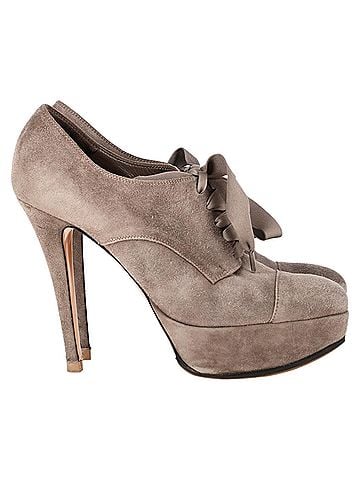 Gianvito Rossi  Gianvito Rossi Lace-Up Platform Ankle Boots in Beige Suede (view 1)