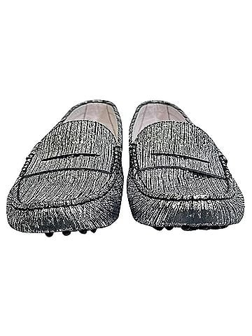 Tod's  Tod's Metallic-Accent Loafers in Silver Leather (view 2)