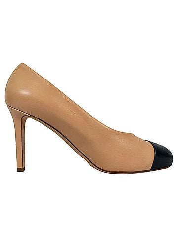 Chanel Chanel Cap Toe Pumps in Beige Leather  (view 1)