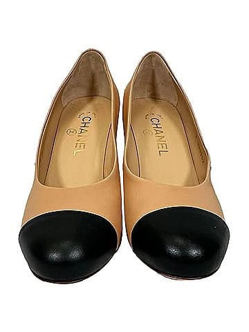 Chanel Chanel Cap Toe Pumps in Beige Leather  (view 2)