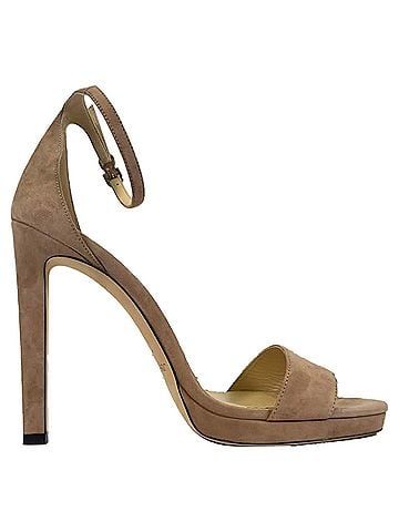 Jimmy Choo Jimmy Choo Misty 120 Ankle Strap Sandal Heels in Brown Suede (view 1)