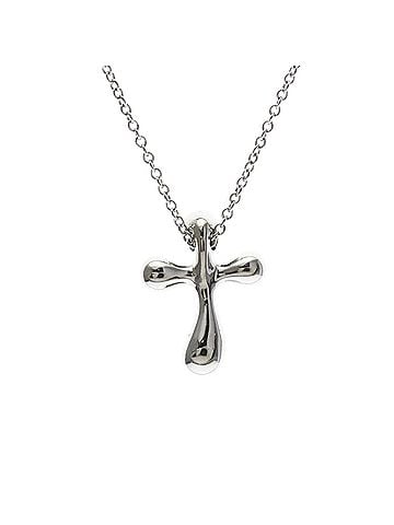 Tiffany & Co. Tiffany Cross Necklace Platinum No Stone Men,Women Fashion Necklace (Silver) (view 2)