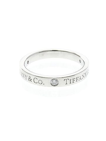 Tiffany & Co. Tiffany Flat Band Ring With 3 Diamonds Platinum Fashion Diamond Band Ring Silver (view 2)