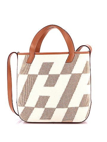 Hermès Cabas H en Biais Tote Canvas with Leather 27 (view 1)
