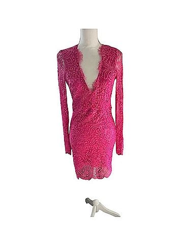Bebe Lace Plunge-Neck Cutout-Back Mini Dress Cocktail Dress (view 1)