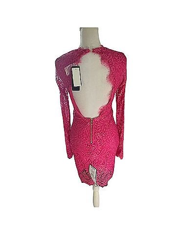 Bebe Lace Plunge-Neck Cutout-Back Mini Dress Cocktail Dress (view 2)
