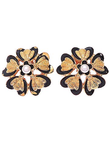 Chanel Chanel Flower Pearl Earrings for Women, GP Black (view 1)