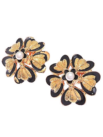 Chanel Chanel Flower Pearl Earrings for Women, GP Black (view 2)