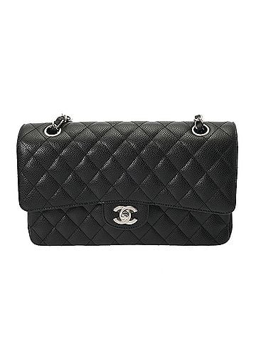 Chanel CHANEL Matelassé Double Flap Chain Shoulder Bag 25 Black A01112 Women's Caviar Skin A Rank Used Ginzo (view 2)