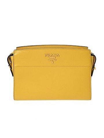 Prada PRADA Prada Yellow 1BH104 Women's Saffiano Leather Shoulder Bag AB Rank Used Ginzo (view 1)