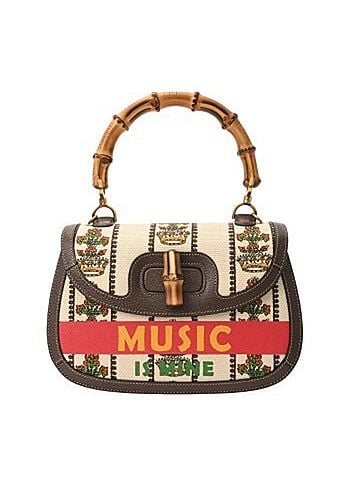 Gucci GUCCI Bamboo 2-Way Handbag, Sony 100th Anniversary Model, White/Brown, 681173, Women's, Canvas/Calfskin, Used, Grade A, Ginzo (view 1)