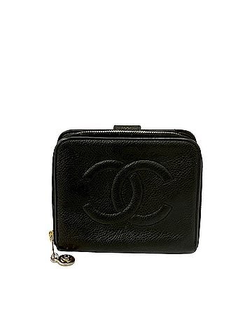 Chanel CHANEL Coco Mark Vintage Caviar Leather Bi-fold Wallet, Black, 24238 (view 1)