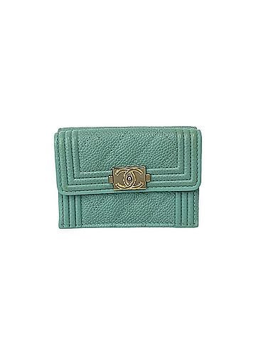 Chanel CHANEL Boy Chanel Caviar Skin Leather Tri-fold Wallet, Blue, 20023 (view 1)