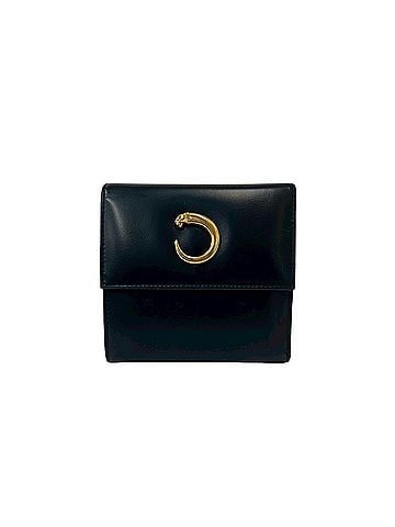 Cartier CARTIER Vintage Panther Line Leather Tri-fold Wallet (Black, 42105) (view 1)