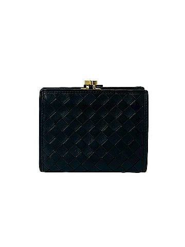 Bottega Veneta BOTTEGA VENETA Vintage Intrecciato Leather Bi-fold Wallet with Clasp Closure, Black, 18775 (view 2)