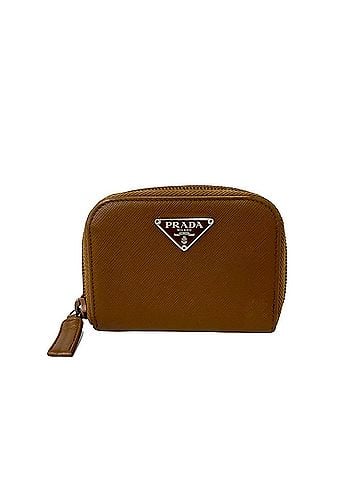 Prada PRADA Triangle Logo Hardware Saffiano Leather Genuine Wallet/Coin Purse Brown 61749 (view 1)