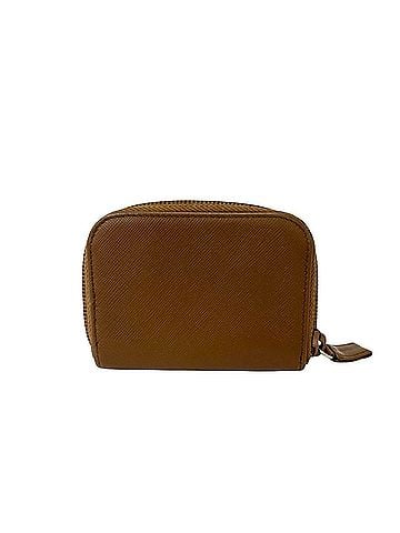 Prada PRADA Triangle Logo Hardware Saffiano Leather Genuine Wallet/Coin Purse Brown 61749 (view 2)