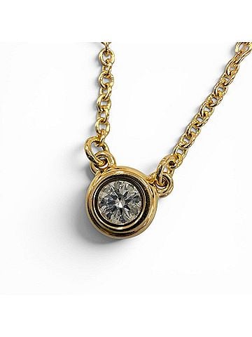 Tiffany & Co. TIFFANY&Co. Tiffany & Co. Elsa Peretti Diamond by the Yard Single Pendant, approx. 0.12ct, 750 (YG) Yellow Gold Necklace, Weight 2.21g, Women's. (view 1)