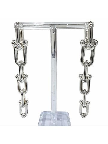 Tiffany & Co. TIFFANY&Co. Tiffany HardWear Graduated Link Earrings, AG925 Sterling Silver, Made in Italy, Weight: 22.9g, Women's. (view 1)