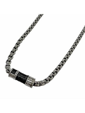 Louis Vuitton LOUIS VUITTON M62588 Monogram Eclipse Collier Chain Necklace, Silver, Made in Italy, Men's (view 1)