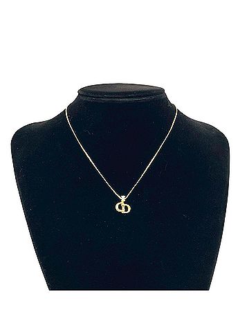 Christian Dior Christian Dior Vintage CD Logo Motif GP Necklace, Gold Accessory 91705 (view 2)