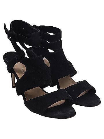 Paul Andrew Paul Andrew Strappy Sandal Heels in Black Suede (view 2)