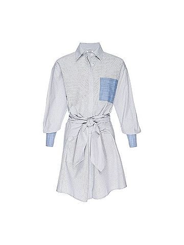 FRAME Denim Striped Wrap Tie Waist Shirtdress Casual Dress (view 1)