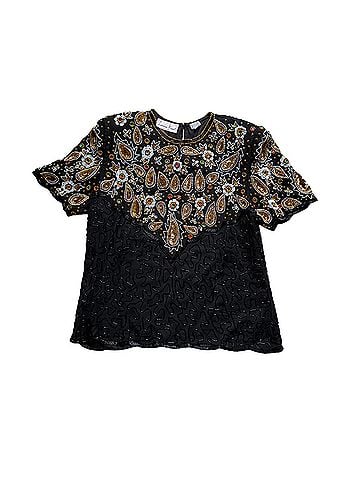 Laurence Kazar New York Vintage Beaded Sequin Silk Short Sleeve Blouse (view 1)