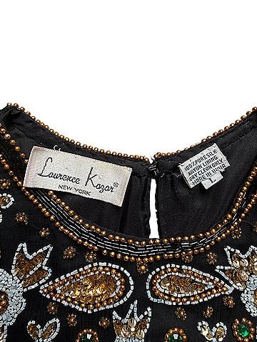 Laurence Kazar New York Vintage Beaded Sequin Silk Short Sleeve Blouse (view 2)