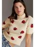 Anthropologie Print Ivory Red Multi Color Pullover Sweater Size M - photo 3