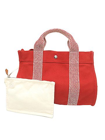 Hermès Hermes Cannes PM Women's Tote Bag, Canvas, Orange (view 1)