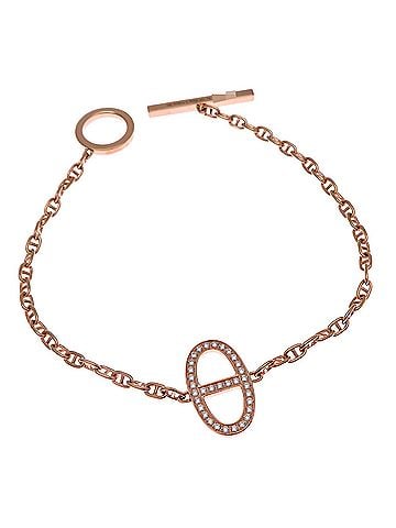 Hermès Hermes 0.16ct Diamond Chaine d'Ancre Contour Bracelet for Women and Men, 750 Pink Gold (view 1)