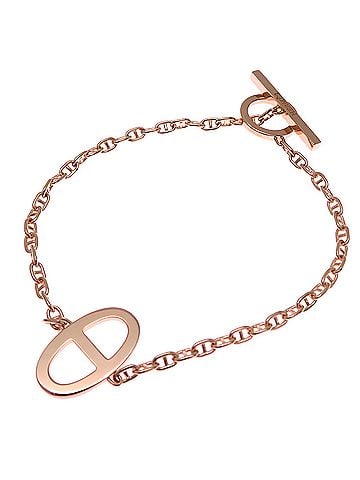 Hermès Hermes 0.16ct Diamond Chaine d'Ancre Contour Bracelet for Women and Men, 750 Pink Gold (view 2)