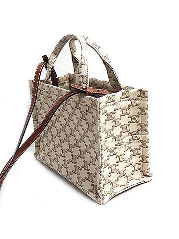 Céline CELINE Triomphe Small Cabas Thais 2-Way Shoulder Bag, Beige/Brown, 199162FRF.01BC, Women's (view 2)