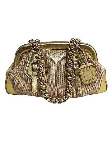 Prada PRADA Straw Bag Handbag Beige Gold BR3692 Women's (view 1)