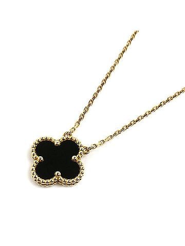 Van Cleef & Arpels Van Cleef & Arpels Vintage Alhambra Necklace in 18K Yellow Gold (VCARA45800), featuring onyx, 5.2g, size 37-42cm, for women. (view 1)