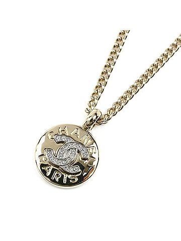 Chanel CHANEL GP Rhinestone Coco Mark Necklace ABG026 B21074 59cm Women's (view 1)