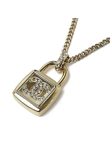 Chanel CHANEL Metal Padlock Long Pendant Necklace ABA342 43.0g ~82cm Women's (view 1)