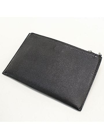 Prada PRADA Saffiano Leather Clutch Bag for Men, Black (view 2)