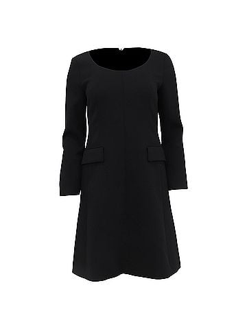 Theory  Theory Long Sleeve Mini Dress with Pockets in Black Polyester (view 1)