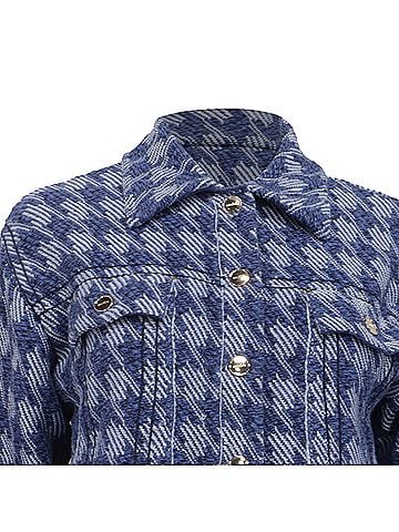 Sandro Sandro Balthazar Houndstooth Jacket in Blue in Cotton (view 2)