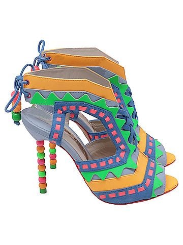 Sophia Webster Sophia Webster Beaded Laced Sandal Heels in Multicolor Leather  (view 1)