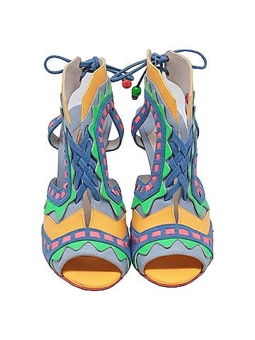 Sophia Webster Sophia Webster Beaded Laced Sandal Heels in Multicolor Leather  (view 2)
