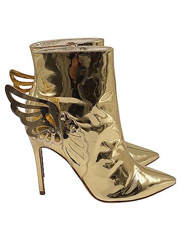 Sophia Webster  Sophia Webster Heavenly Pointed-Toe Ankle Boots in Metallic Gold Leather (view 1)