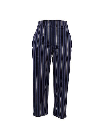 Burberry Burberry Striped Cropped Trousers In Blue Wool (view 1)