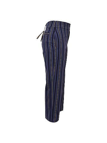 Burberry Burberry Striped Cropped Trousers In Blue Wool (view 2)
